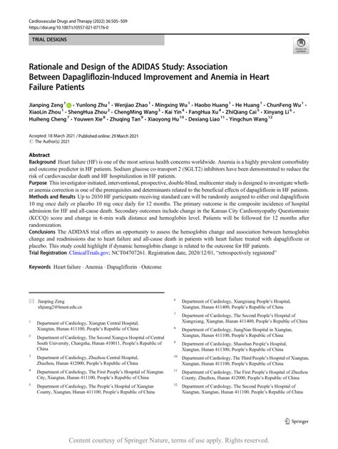 PDF Rationale And Design Of The ADIDAS Study Association Between