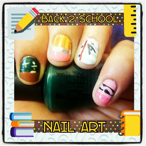 Bavk to School Nail Art crayons, paper, pencils, chalk boards this ...