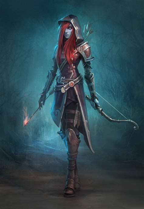 Red Hair Female Drow Elf Archer Arcane Dungeons And Dragons Dnd Female