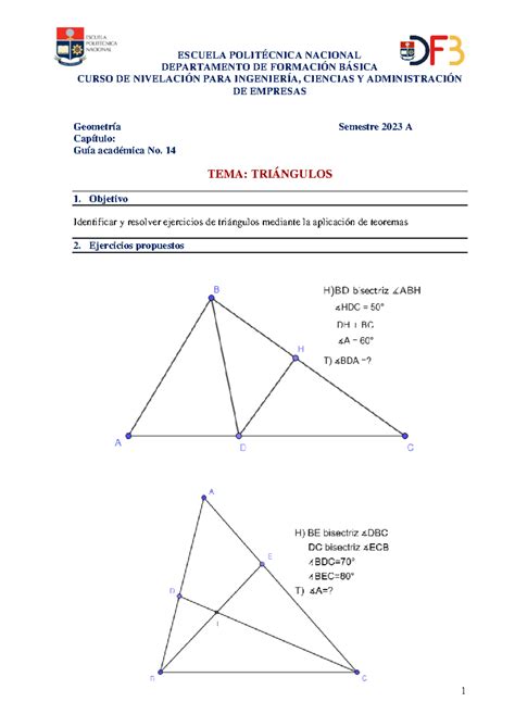 Tarea 4 triangulos Geometría y trigonometría 1 ESCUELA POLITÉCNICA