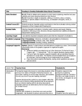 Ela Lesson Plan For St Grade