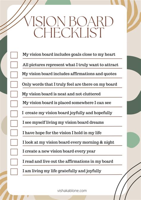 Vision Board Checklist For Manifestation Vishaka Blone