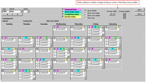 Microsoft Access Calendar Tool Schedule By Month Week Day