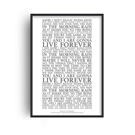 Live Forever Song Lyrics Print Official Licensed Print | Etsy