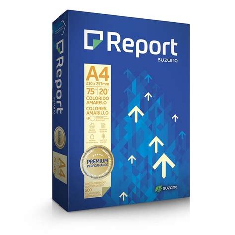 Papel Sulfite Report Premium Amarelo A4 75g 500 Folhas Papel