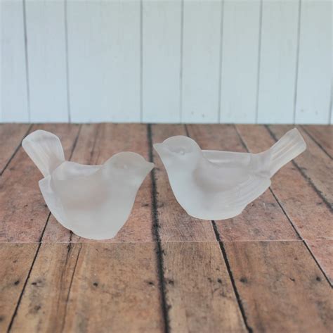 Vintage Sasaki Crystal Frosted Glass Bird Candle Holder Set Of 2 Tealight Or Taper Candle Holders