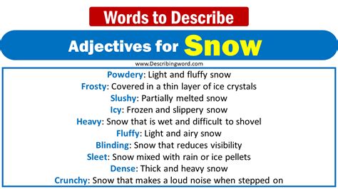 Best Words To Describe Snow Adjectives For Snow Describingword