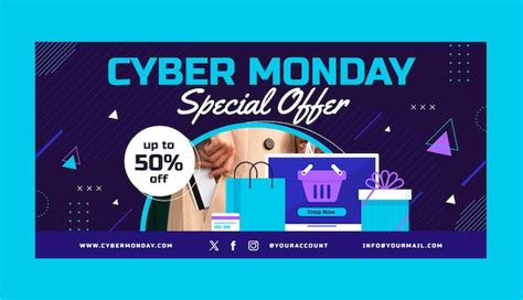 Plantilla De Banner Horizontal Plano Para Venta De Cyber Monday