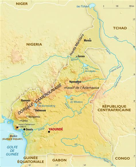 Cameroun carte physique Média Encyclopædia Universalis