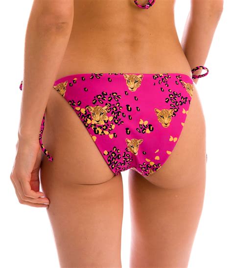 Pink Leopard Print Side Tie Bikini Bottom Bottom Roar Pink Ibiza