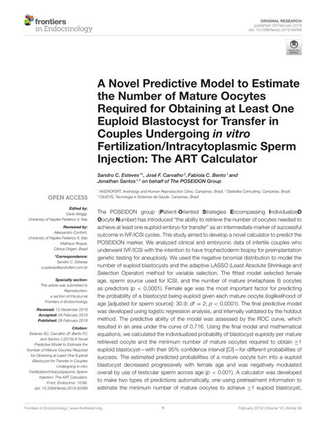 Pdf A Novel Predictive Model To Estimate The Number Of Mature Oocytes