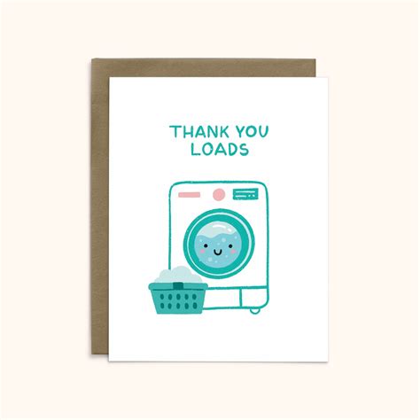 Thank You Loads Washing Machine Card Thank You Card Etsy