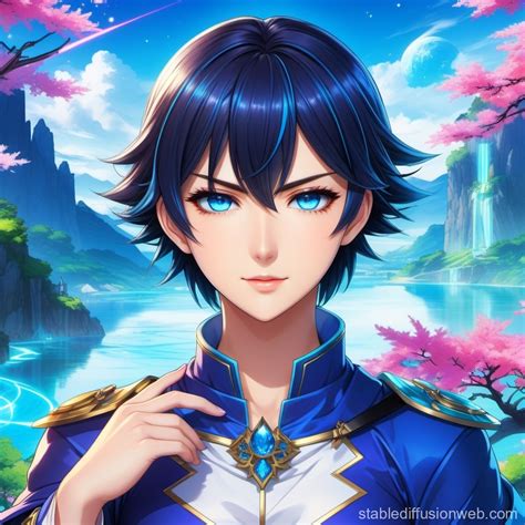 Powerful Female Magician With Short Black Hair And Blue Eyes In A