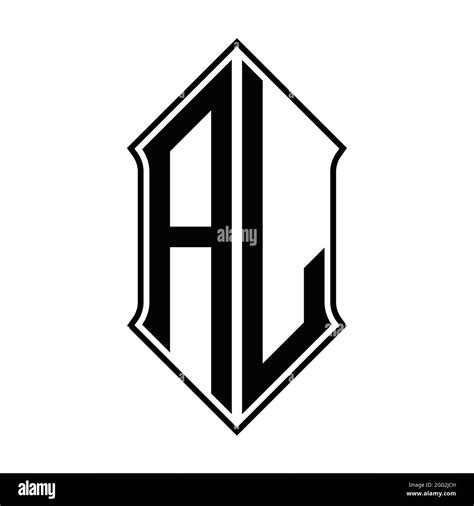 Al Logo Monogram With Shieldshape And Black Outline Design Template