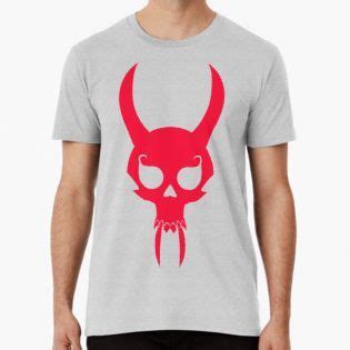 RED HORNED SKULL By Wickedcartoons Redbubble Shirts Mens Tshirts