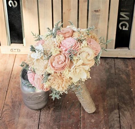 Handmade Alternative Wedding Bouquet Ivory Blush Nude Bridal