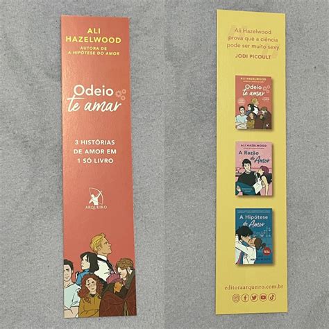 marcador de livro original odeio te amar trilogia de histórias de