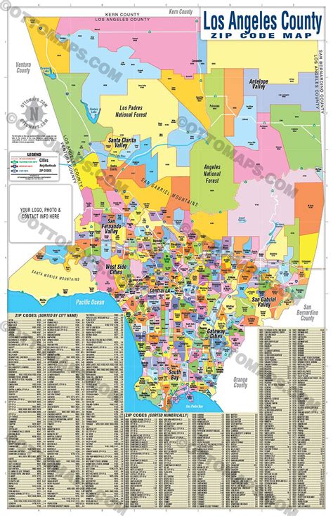 Printable Los Angeles Zip Code Map