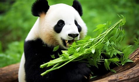 Foto lindo oso panda hambriento comiendo bambú | Foto Premium