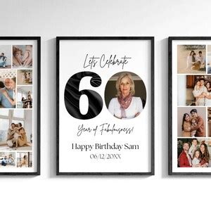 60th Birthday Sign Celebrating The 60 Personalizable Picture Collage