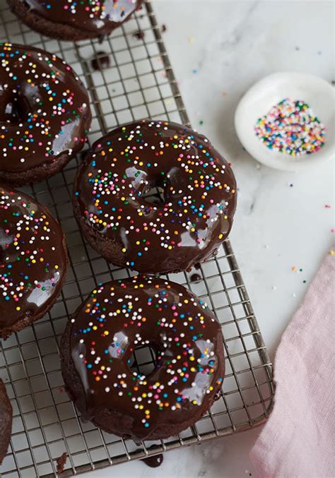 Double Chocolate Cake Doughnuts Homemade Baked Doughnut Recipes