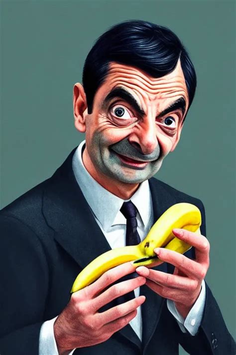 Krea Mr Bean Eating A Banana Wide Angle Super Highly Detailed