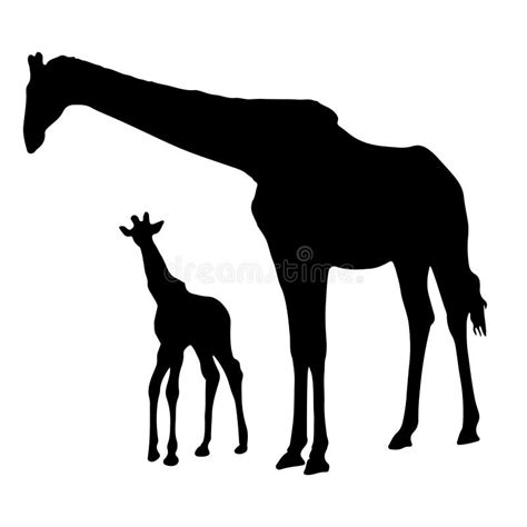 Giraffe and Baby Silhouette Stock Vector - Illustration of wild, silhouette: 177124998