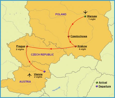 Map Of Czech Republic And Austria - TravelsFinders.Com