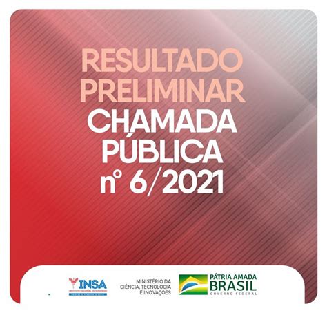 Resultado Preliminar Chamada Pública Nº 6 2021 Instituto Nacional do