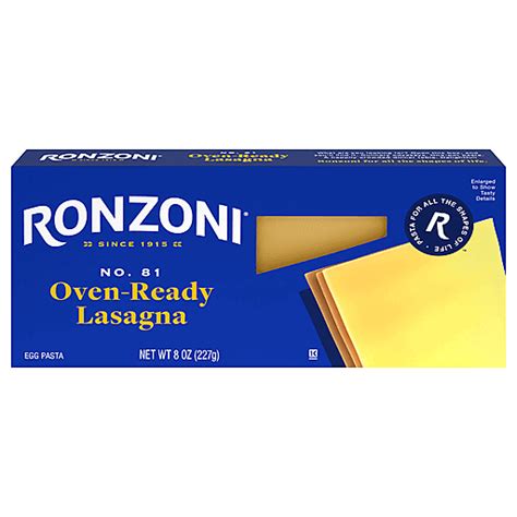 Ronzoni Lasagna Oven Ready No 81 8 oz Lasaña Selectos