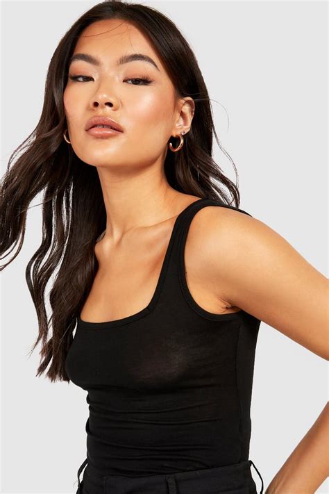 Square Neck Wide Strap Bodysuit Boohoo