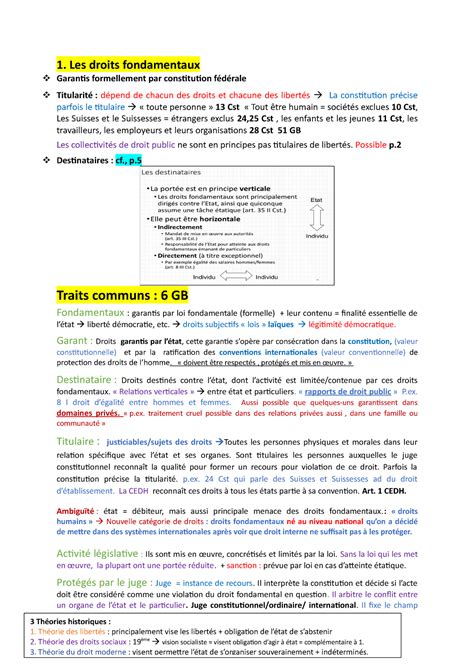 Droits Fondamentaux Notes Du Cours 1 Les Droits Fondamentaux