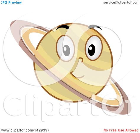 Clipart of a Cartoon Happy Planet Saturn Mascot - Royalty Free Vector ...