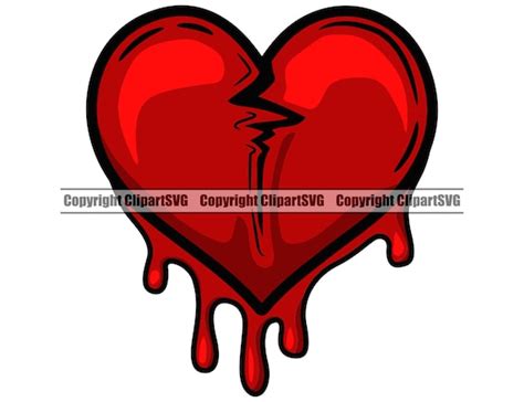Red Broken Heart Blood Drip Dripping Drop Cut Injury Wound Etsy