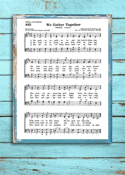 We Gather Together Classic Hymn Instant Download Multiple | Etsy