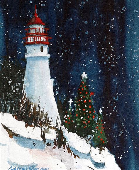 Liberty - Christmas at the Lighthouse Painting by Charles Rowland ...