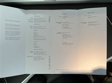 Britishairways Businessclass Menu Lattes And Runways