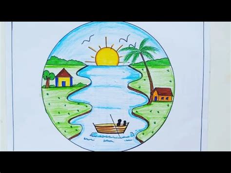 Ganga River Drawing Jeevan Dayani Nadi Chitra Ganga