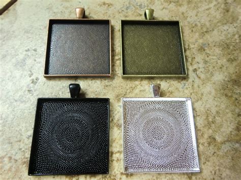 10 Pcs 35mm Square Pendant Trays In Antique Bronze Black Etsy