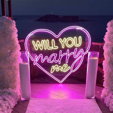 Will You Marry Me Neon Sign Marriage Proposal Decor Marry Me Backdrop