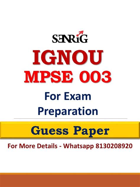 IGNOU MPSE 003 Guess Paper For Exam