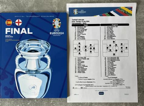 Uefa Euro Official Final Programme Teamsheet Spain V England