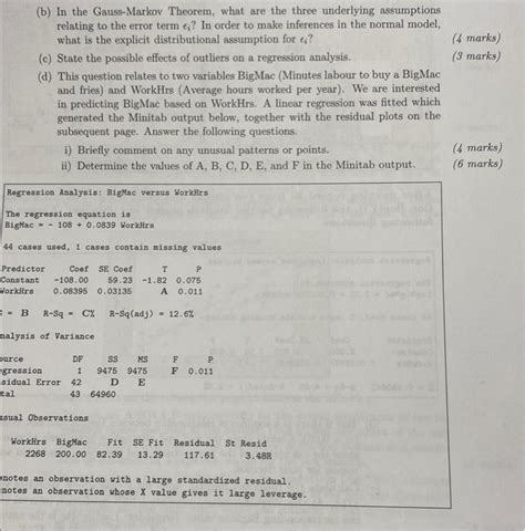 Solved (b) In the Gauss-Markov Theorem, what are the three | Chegg.com