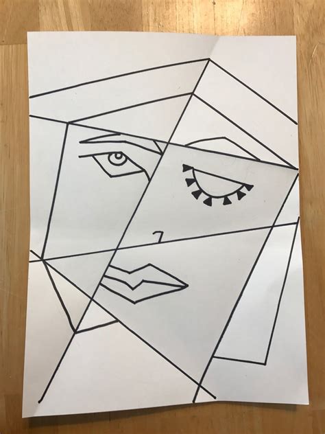 Picasso Portrait Inspired Art Lesson Using Folded Paper And Watercolor