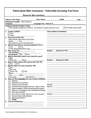 Tb Screening Form Fill Out And Sign Printable PDF Template SignNow