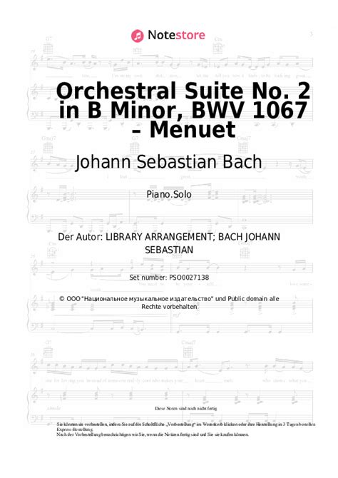 Orchestral Suite No In B Minor Bwv Menuet Johann Sebastian