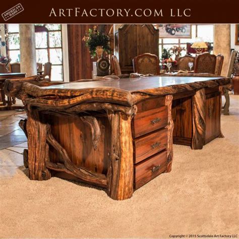 Custom Log Style Executive Desk: Fine Art Wild Wood Desk