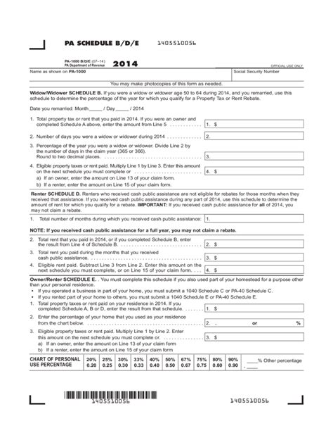 Pennsylvania Property Tax Rent Rebate 5 Free Templates In PDF Word