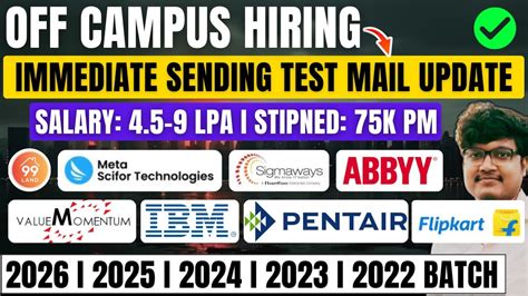 Direct Test Hiring Immediate Test Mail Mega OFF Campus Drive 2026