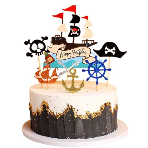 Buy Yemeono Pcs Pirate Ship Theme Cake Topper Nautical Birthday Cake